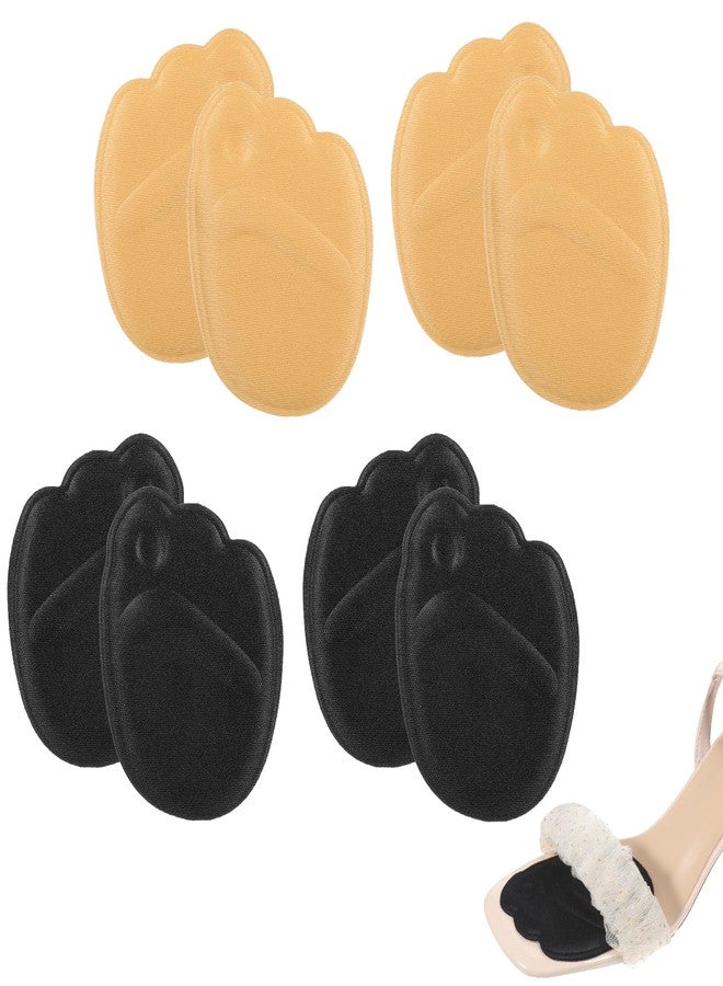 Yuomeaz 4 Pairs Shoes Inserts for Women Ball of Foot Cushions, Metatarsal Pads, High Heel Non-Sliding Insole, Forefoot Cushion for Metatarsalgia Mortons Neuroma Pain Relief (Black+Light Brown) - Image 1